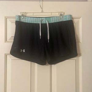 UnderArmour HeatGear Black with Teal Waistband Running Shorts